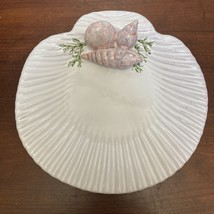 Sea Shell Scallop Dish Portugal Nautical Painted White Serving Seashell Set - £23.25 GBP
