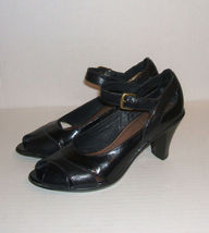 CLARKS Women’s Black Leather Mary Jane Dress Heel Pumps Sandals Shoes SZ. 7.5 M - £23.50 GBP