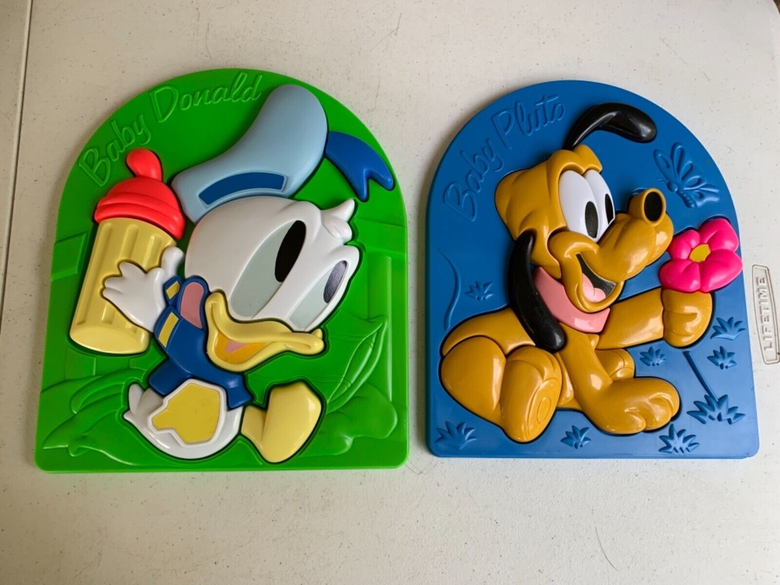 Vtg Lot Arco Disney Pluto & Donald Duck 3D Puzzle Tray Baby Toy 1980s  - $24.95