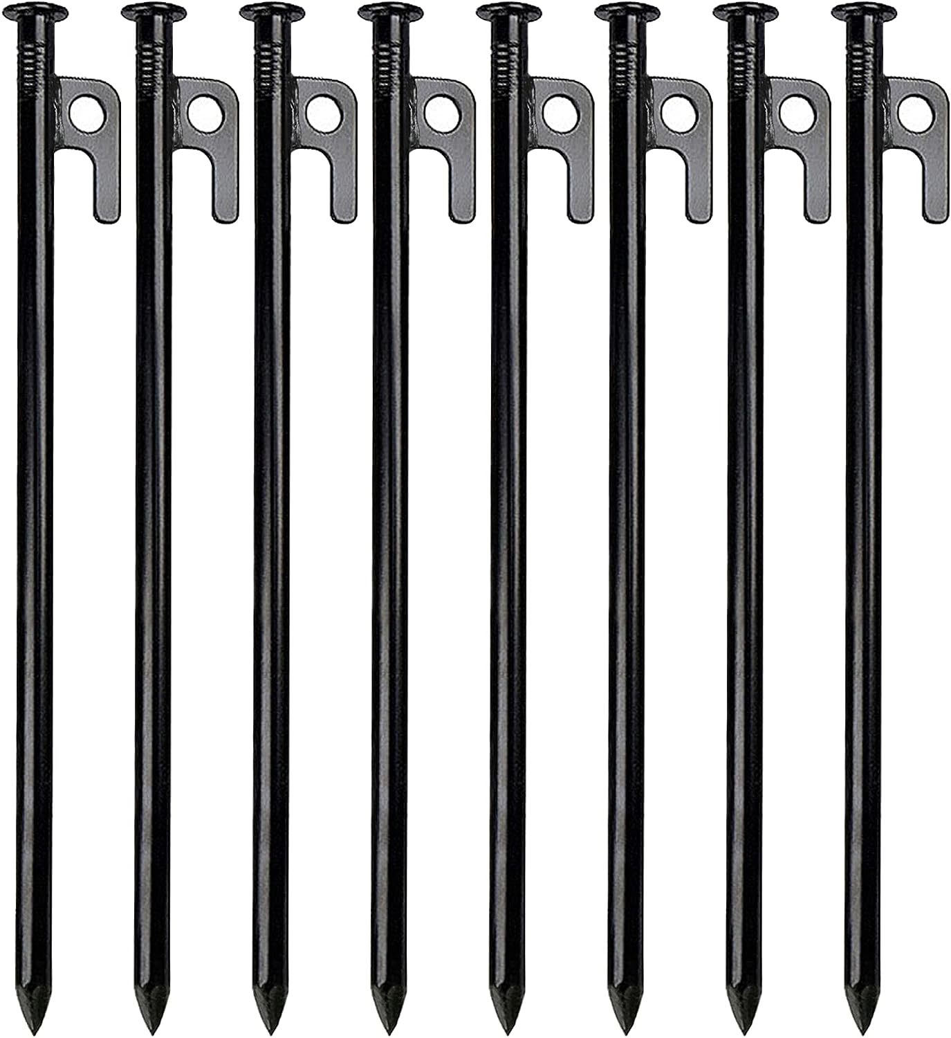 12 Inch Heavy Duty Steel Tent Stakes, 8 Pack, Unbreakable And Inflexible... - $31.92