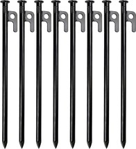 12 Inch Heavy Duty Steel Tent Stakes, 8 Pack, Unbreakable And Inflexible... - $31.92
