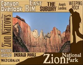 Zion National Park Trail Names Laser Engraved Wood Picture Frame Landsca... - $29.99
