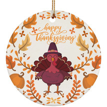 Happy Thanksgiving Turkey Ornament Ceramic With Funny Turkey Fall Decor Gift - £11.80 GBP
