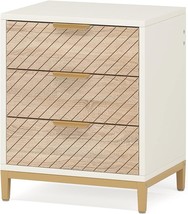 3 Drawers Night Stand For Bedroom,White Light Woodgrain Gold Bedside End Table F - £168.18 GBP