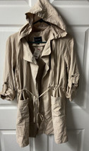Love Tree Safari Hooded Jacket Womens Size Small Tan Khaki Mid Length Tr... - £15.49 GBP