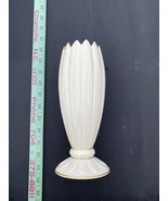 Lenox 9&quot; Ivory china close point petal vase, gold trim - $17.29