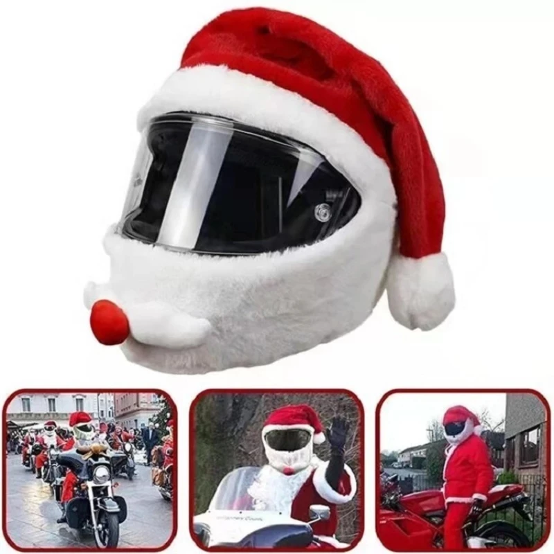 Crazy Funny Santa Claus Motorcycle Helmet Cover - Colorful and Interesting Fur - £17.69 GBP