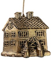 Gold Colored  Mansion Christmas Ornament 4.25 inches high Vintage - £3.59 GBP