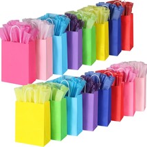 32 Pieces Gift Bags with 32 Tissues 8 Colors Party Favor Bags with Handl... - $32.76