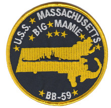 4&quot; Navy Uss Massachusetts BB-50 Battleship Big Mamie Military Embroidered Patch - £23.42 GBP