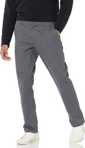 Essentials Men&#39;s Slim-Fit Wrinkle-Resistant Flat-Front Chino Pant 42X32 Grey NEW - £7.46 GBP
