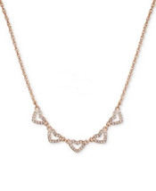 Charter Club Rose Gold-Tone Pave Heart Statement Necklace - £12.66 GBP
