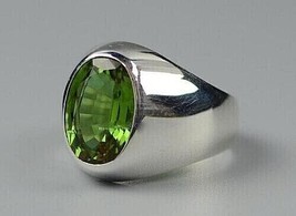 Natural Green Peridot Gemstone Ring, 925 St Silver, Astrological Ring For Men - £55.39 GBP