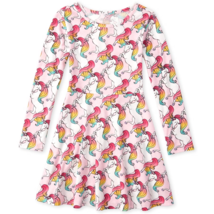 NWT The Childrens Place Unicorn Girls Long Sleeve Skater Dress Size 14 - £7.08 GBP