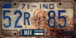 Vintage Indiana License Plate -  - Single Plate 1971 .Crafting Birthday - $28.79