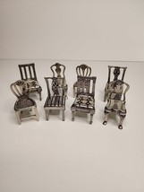 Lenox Kirk Stieff Miniature Pewter Chairs Williamsburg Place Card Holder Doll - £29.90 GBP