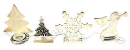 4 Place Card Holders 2in Silver Plated Christmas Decor Solid Brass US Se... - $14.78