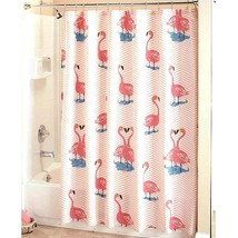 Flamingo Shower Curtain Bathroom Stripes Pink Tropical Bird Cotton 72 x 72 inch - £21.00 GBP