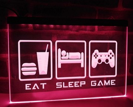 Eat Sleep Game Led Neon Sign Hang Signs Wall, Game Room Light, Craft Glowing - £20.77 GBP+