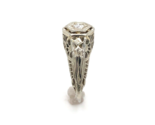 18k White Gold Filigree Ring with .08ct Genuine Natural Diamond (#J6307) - £496.73 GBP