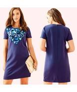 Lilly Pulitzer Havyn Navy Short Sleeve Embellished Sequin Mini Dress Sz ... - £66.88 GBP