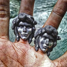 Ancient Greek Mythology Medusa Stainless steel Ring Gothic Silver Color Snake Ha - £9.05 GBP