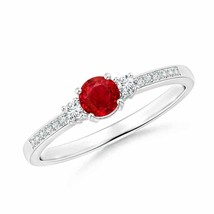 ANGARA Classic Three Stone Ruby and Diamond Ring for Women in 14K Solid Gold - £822.31 GBP