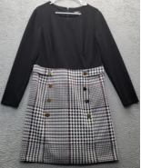 DNKY Sheath Dress Womens 14 Black White Houndstooth Stretch Round Neck B... - €26,80 EUR