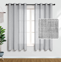 Grey Kitchen Curtains 45 Inch Length Sets of 2 Panels Linen Semi Sheer Opaque Sh - £32.18 GBP