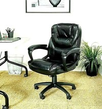 Executive Faux Leather  Black Lumbar Support Swivel Office Chair - £189.39 GBP