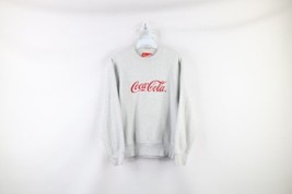 Vintage 90s Coca Cola Mens Small Spell Out Script Crewneck Sweatshirt Gray USA - £42.77 GBP