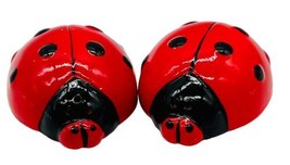 Vintage Ladybug Salt Pepper Shakers Ceramic Japan Red Black 3 inch - $14.95