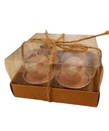 Rare Set of 4 Pink Gray Lamb Sheep Tealight Candles in Tins New in Box N... - £10.99 GBP