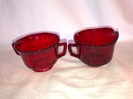 Royal Ruby Molly Depression Glass Creamer And Sugar Mint - $15.99