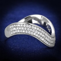 Round Cut Pave CZ Curved V Shape Band 925 Sterling Silver Wedding Bridal Ring - £89.85 GBP