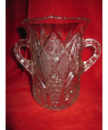 Vintage Heavy Cut Glass Double Handle Vase - $8.56