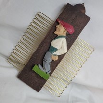 Vintage Golfer Golf Note Mail Score Card Keeper Holder Wall Mounted Carved Wood  - £17.84 GBP