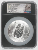 2019-P 5 Oz 999 Silver Apollo 11 50th Anniversary silver Round PF70 UCam... - $960.53