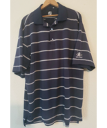 FOOTJOY Golf Polo L NAVY BLUE &amp; WHITE Striped SIZE LARGE sand creek logo - $15.28 CAD
