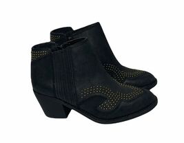 NEW Womens Lucky Brand Maiaa Black Leather Studded Bootie Ankle Boots Si... - $49.49