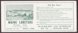 Maine Lobsters Ink Blotter, ca. 1940s - Rackliff &amp; Witham, Rockland - $17.50