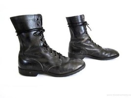 Black Polished August 1981 RO-SEARCH Leather Engineer Boots 10 1/2 Narrow 10.5N - £74.04 GBP