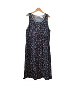 Erika &amp; Co Vintage 90s Black Floral Corduroy Cotton Midi Cottagecore Dre... - $54.70 CAD