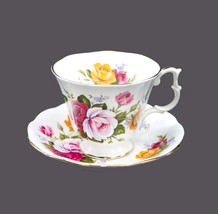Royal Albert bone china cup and saucer set. Multicolor roses. Flaw. - £31.40 GBP