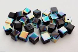 3 4mm Swarovski 5601 Crystal Beads: Jet ABB - £1.11 GBP