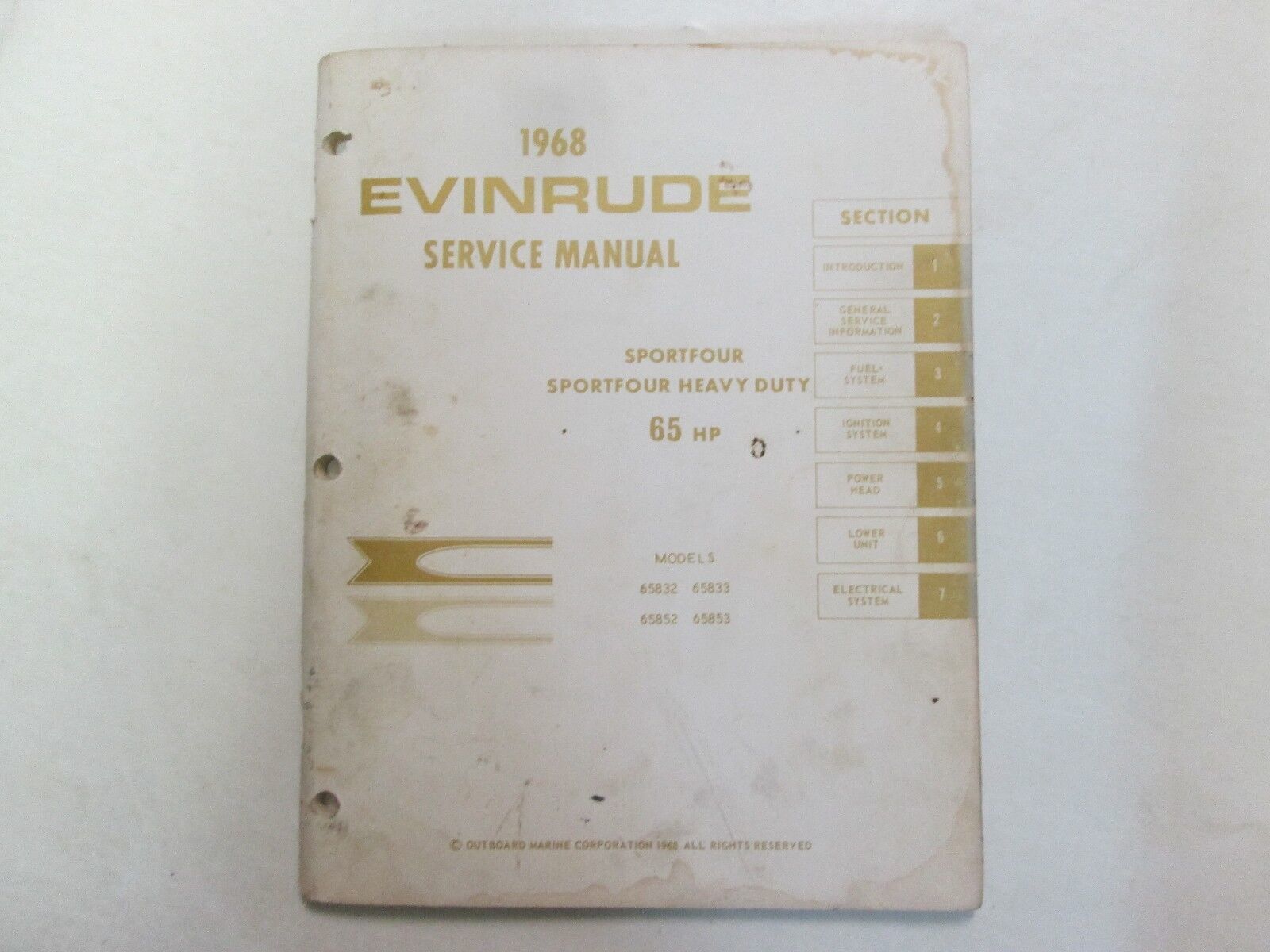 1968 Evinrude Sportfour Résistant 65 HP Service Atelier Réparation Manue... - $9.91