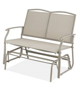 2 Seat Mesh Patio Loveseat Swing Glider Rocker with Armrests in Taupe - $292.29 CAD