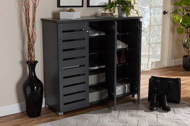 Margaret Dark Gray 3-Door Wooden Entryway Shoe Storage Cabinet - $2,402.68 MXN