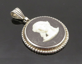 WEDGWOOD 925 Sterling Silver - Vintage Carved Jasperware Cameo Pendant - PT16841 - £31.92 GBP