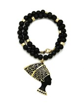 [ICEMOND] Queen Nefertiti Pendant 10mm Wooden Bead Necklace - Color, Size Vary - £14.80 GBP+